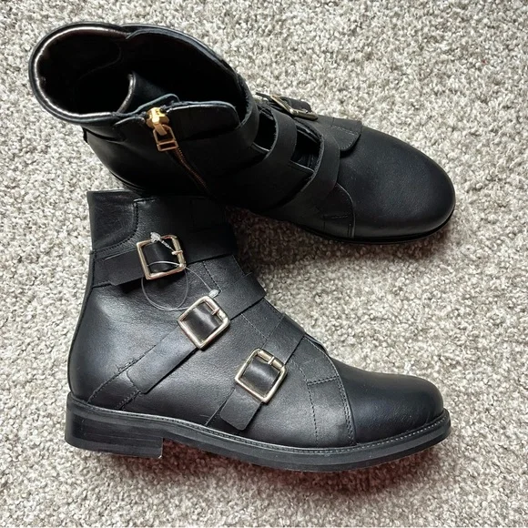 NEW Maje Leather Ankle Boots Black 39 - Picture 2 of 12